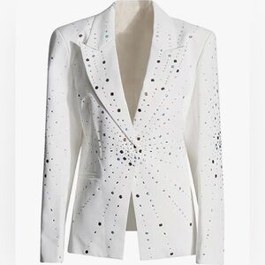 Pulcykp Long Sleeve Rhinestone Blazer White Large NWOT